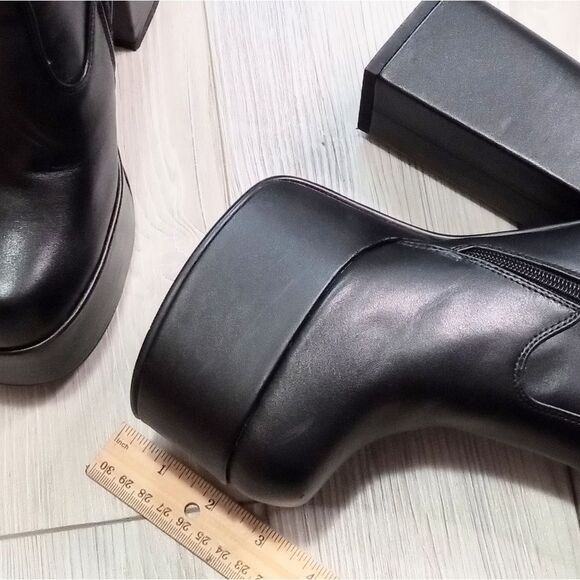 (S-4231) Ankle Boots for Women Fashion Round Toe Chunky High Heel Sz 38 (7.5) - Picture 4 of 12